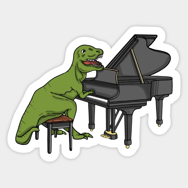 Funny Piano Shirt with Dino Playing Piano Sticker by Nowhereman78